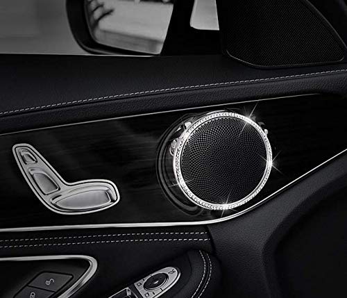 YUWATON Car Bling Accessories for Mercedes Benz W205 C300 E300 W212 GLC260 GLC300 CLS300 CLS400 2015-2020 Interior Trim Door Speaker Horn rhinestone Decals Rings 88mm - LeoForward Australia