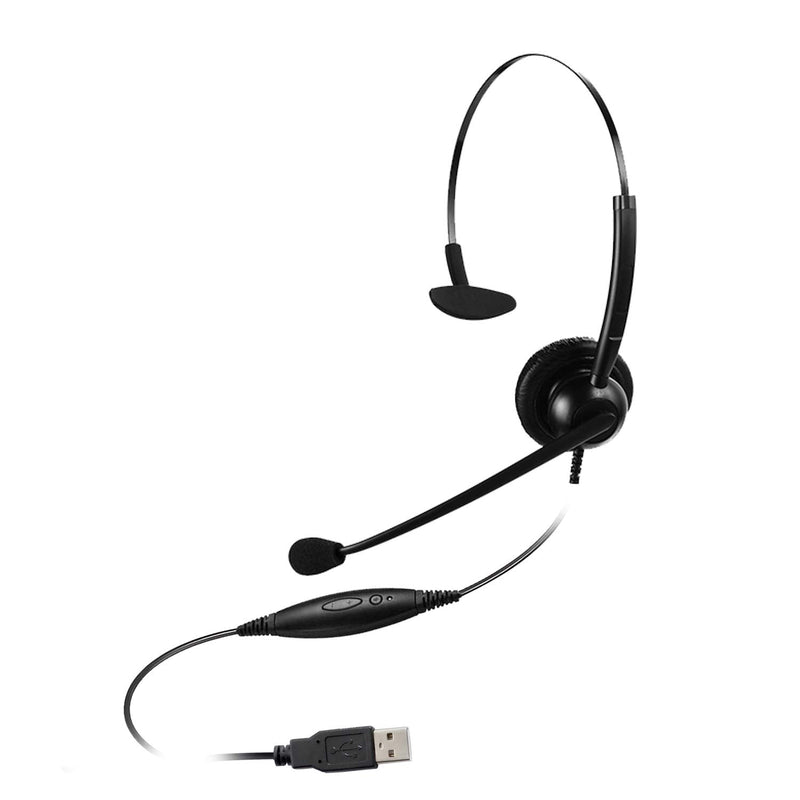  [AUSTRALIA] - USB Headsets with Microphone Noise Cancelling, Call Center Phone and Headset with Volume Control and Mic Mute, Single Ear Lightweight Voip Headset for Call Center Work from Home Skype Zoom Monaural-Black02
