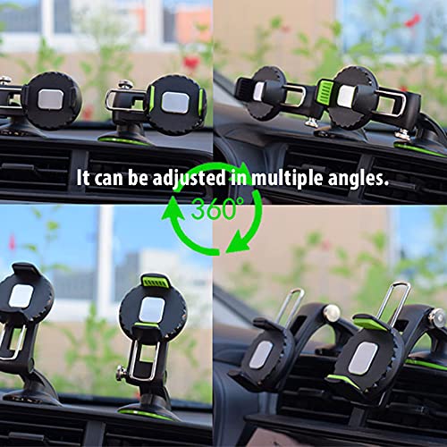  [AUSTRALIA] - Generic Vcan Car Phone Holder, Dashboard Windshield Cell Phone Mount for Car Compatible with All Mobile Phones , 360 Degree Rotation, One Hand Operated (Black/Green)