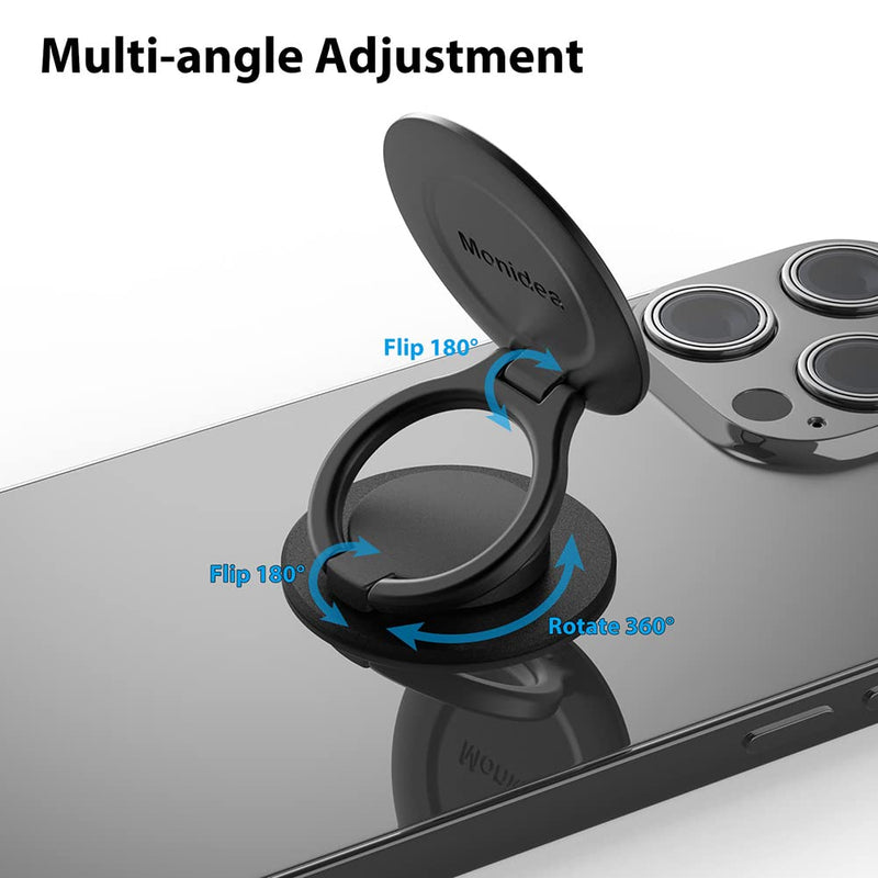  [AUSTRALIA] - MonIdea Phone Ring Holder, Phone Grip Holder Finger Kickstand, Foldable & Adjustable Metal Cell Phone Rings Gripper Stand Work with Magnetic Car Mount for iPhone Samsung & Other Phones - Sparkle Black