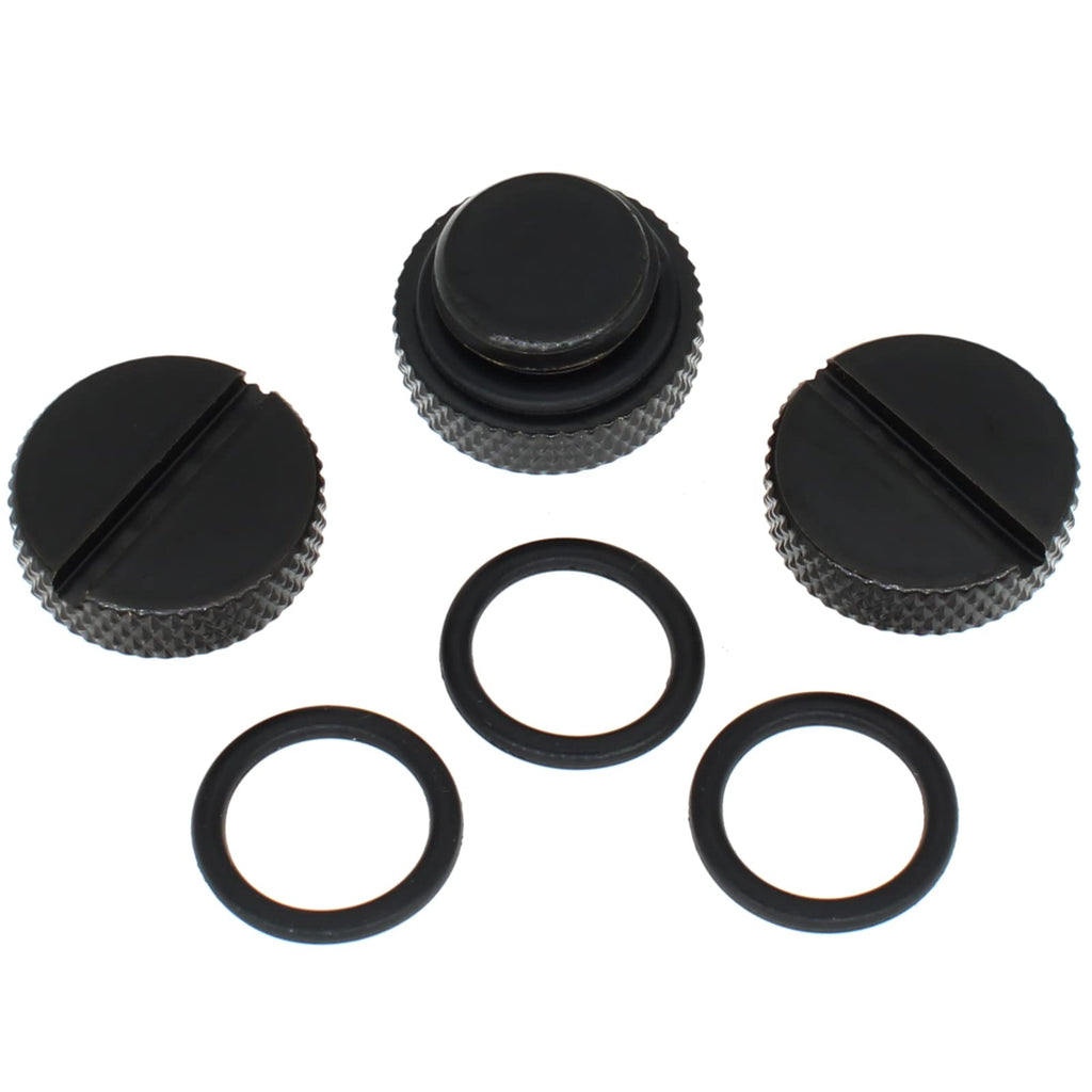  [AUSTRALIA] - G1/4" Plug Fitting 3 Pcs G1/4" Plug Water Stop Plug Water Lock with O-Ring for PC Water Cooling Systems [FDXGYH, Black]