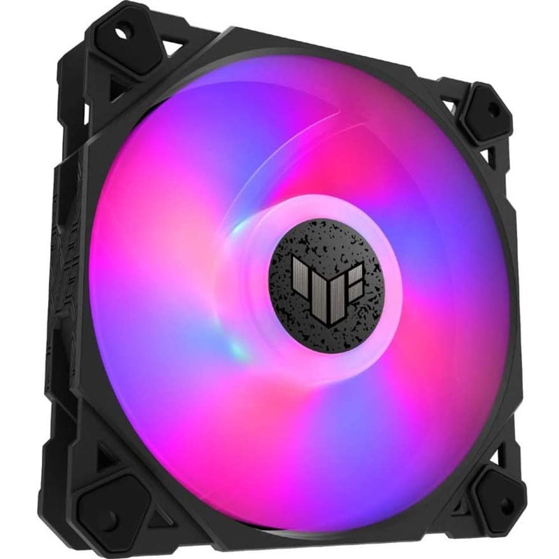  [AUSTRALIA] - ASUS TUF Gaming TF120 ARGB Chassis Fan 3-Pin Customizable LEDs Blade, Advanced Fluid Dynamic Bearing, 120mm PWM Control, Anti-vibration Pads, Double-layer LED Array for Computer Case & Liquid Radiator