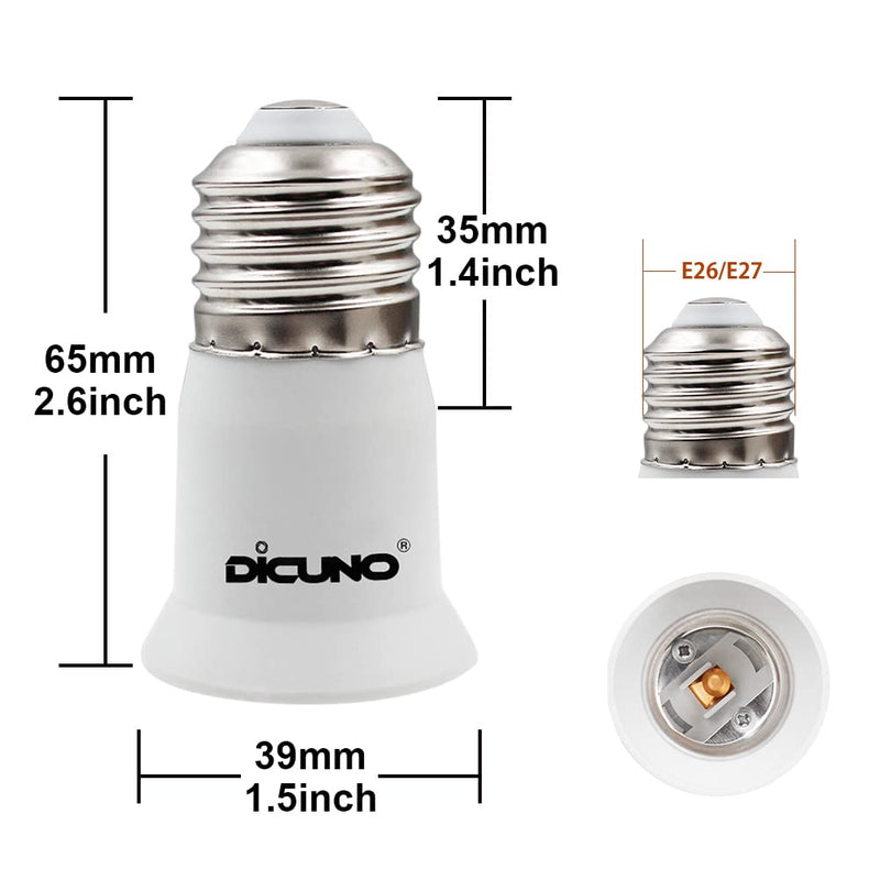  [AUSTRALIA] - DiCUNO E26 to E26 3CM/1.2 Inch Socket Extender, E26 to E26 Lamp Bulb Socket Extension, Lamp Holder Adapter (4-Pack) 4-pack