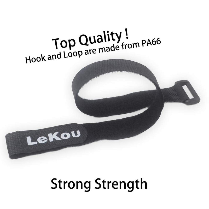  [AUSTRALIA] - 1"x 18"-12 Pack Hook and Loop Straps Lekou Multipurpose Fastening Cable Strap Reusable Securing Strap with 5 Rows Welding Lines - Black 1"*18"