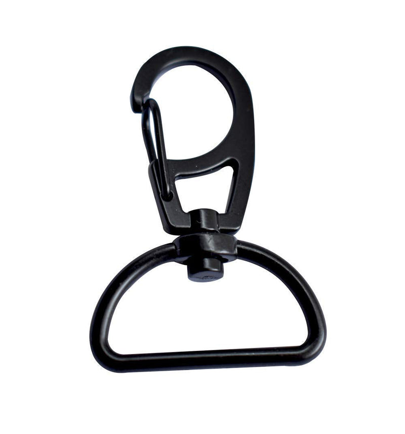  [AUSTRALIA] - Bytiyar 10 PCS Small Metal Clasps Spring Swivel Snap Hooks Carabiner Clips with Rotating D-Ring 20mm(rotating D-ring)_black