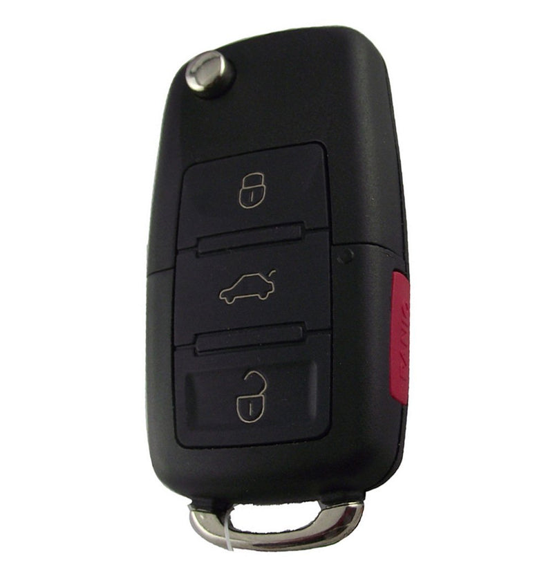 KEMANI Uncut Flip Remote Key Shell Fob Case For VW Volkswagen 3 Button+Panic No Chips Inside - LeoForward Australia