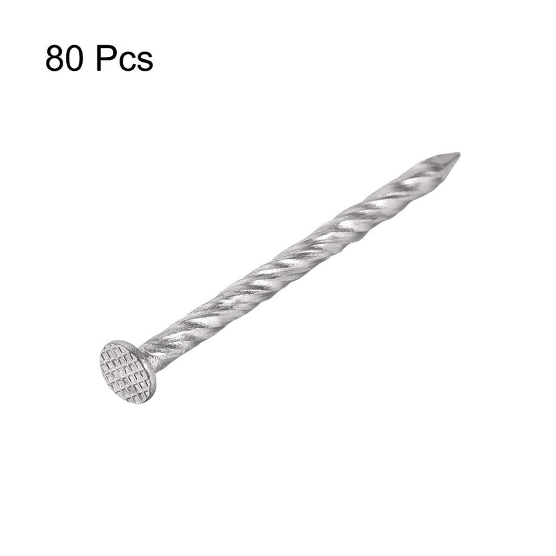  [AUSTRALIA] - uxcell Spiral Deck Nails Stainless Steel Nail Spiral Shank 51mmx3mm(LxD), 80 Pcs