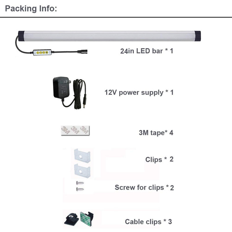 LAIFUNI Dimmable Under Cabinet Lighting, RGB LED Light Bar, Inline Control Lamp, Multicolor Under Counter Lights for Desk, Room, Cupboard, Hallway, Shelf, Closet (24 Inch) 24 Inch - LeoForward Australia