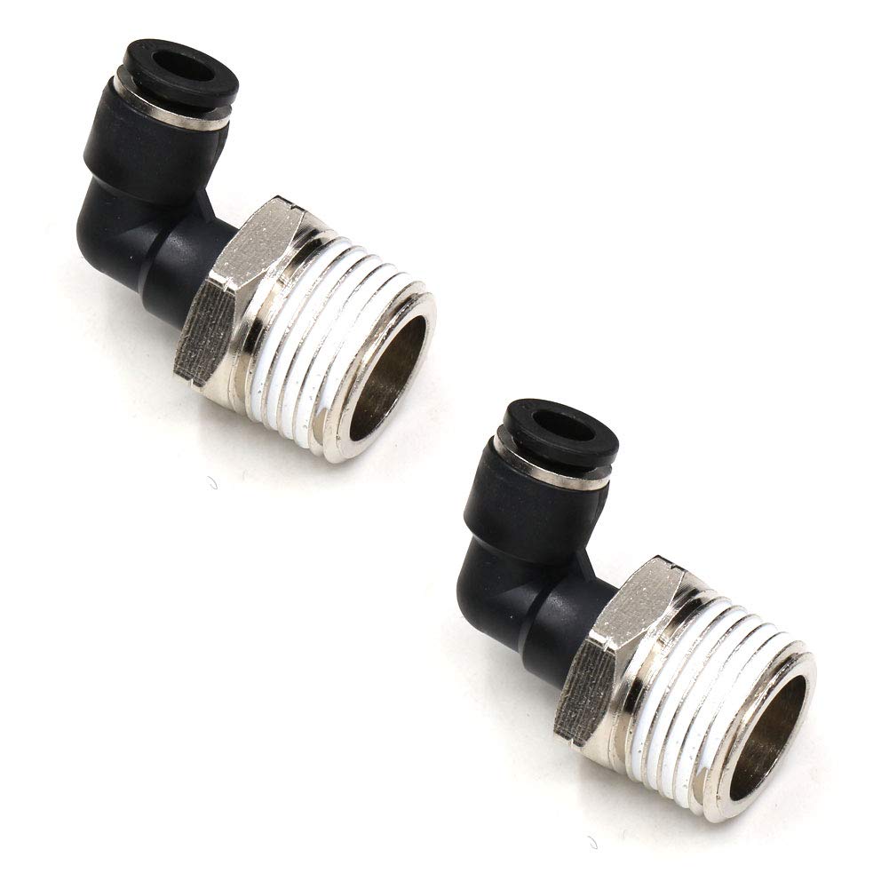  [AUSTRALIA] - 1/2 Npt Push to Connect Air Fitting CEKER 1/4 inch OD Tubing Elbow Air Line Quick Connect Fittings Male Threaded 90 Degree Push in Lock Fit Pneumatic Fittings Tube Connector 2Pack 1/4" OD X 1/2" MNPT 2