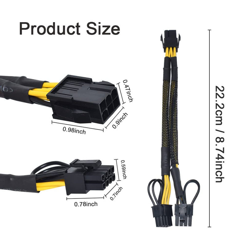  [AUSTRALIA] - Pcie Extension GPU Cable 6 Pin Female to Dual 8 Pin Male Bitcoin Mining Adapter Power Cable,VGA Y Splitter Video Graphics Card Cable (9 inch,10 Pack) 6Pin