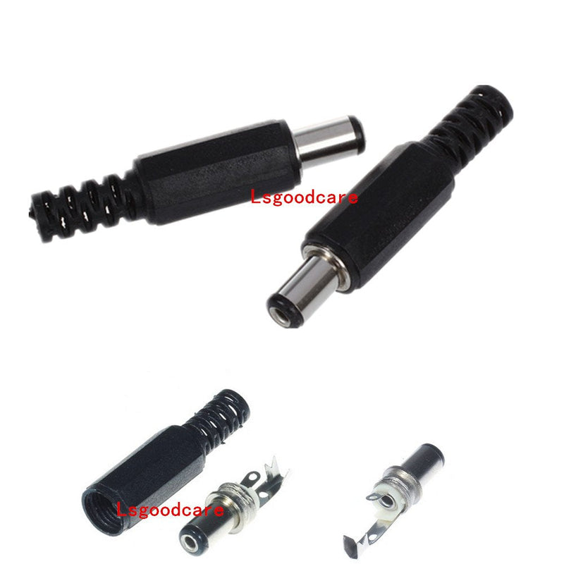  [AUSTRALIA] - Lsgoodcare 5.5 x 2.1 MM 5A DC Power Jack Socket Threaded Female Mount Connector Adapter with 3.94Ich 20AWG Cable + DC Barrel Jack Plug Male (5.5 x 2.1 MM)