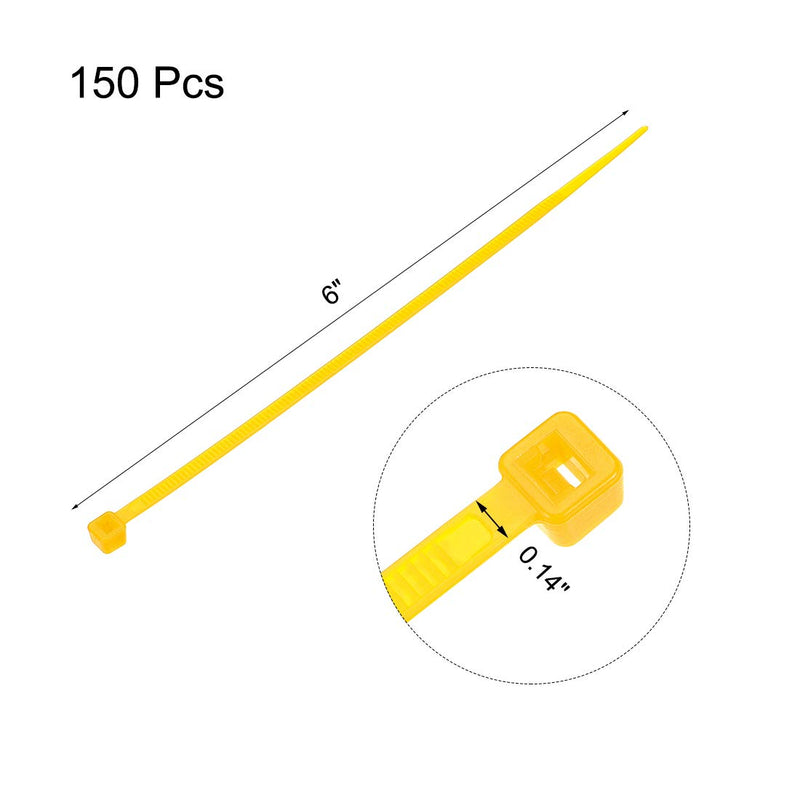  [AUSTRALIA] - uxcell Nylon Cable Ties 6 Inch Length 0.14 Inch Width Self-Locking Zip Ties Yellow 150pcs