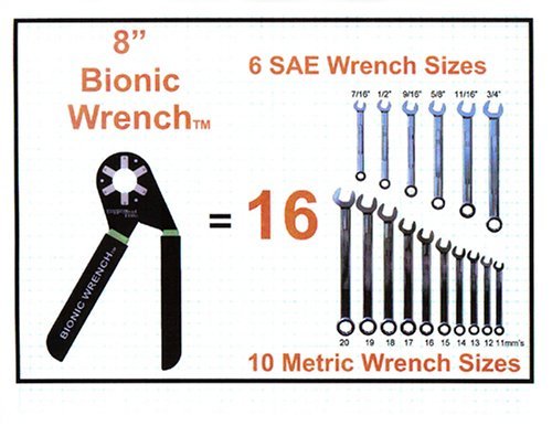  [AUSTRALIA] - 8 Inch Bionic Adjustable Wrench by LoggerHead Tools | 14 Wrenches in 1 | Grabs Bolt On All Six Sides | Patented Design Multiplies Gripping Force | Great Gifts for Men, Dad, Gadgets for men 8 Inch