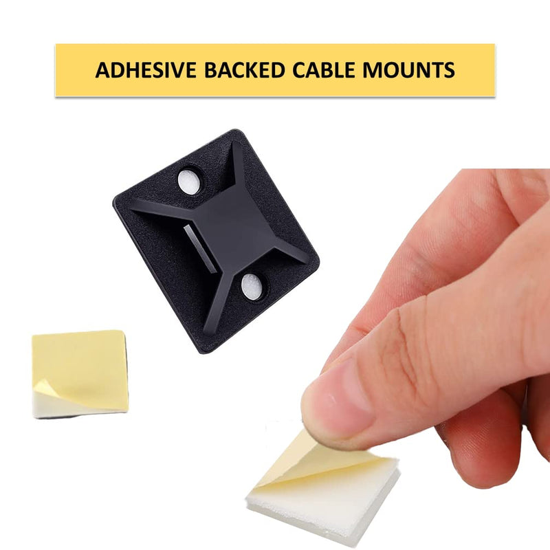  [AUSTRALIA] - Kable Kontrol Zip Tie Mounts, 1” Sq, Natural White, 100 Pcs, Adhesive Backed Multi-Purpose Mounting Squares Nylon Cable Tie Wrap Anchor Pads for Cable Management 1" Inch Square