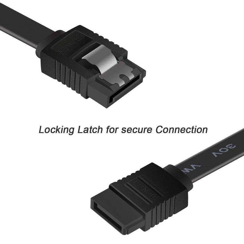 SATA Cable III, BENFEI SATA Cable III 6Gbps Straight HDD SDD Data Cable with Locking Latch 18 Inch Compatible for SATA HDD, SSD, CD Driver, CD Writer - Black - LeoForward Australia