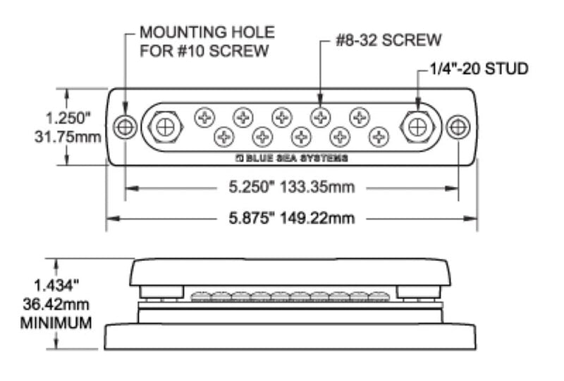  [AUSTRALIA] - Blue Sea Systems 100 Amp Mini BusBar 150a - 10 Screw With Cover