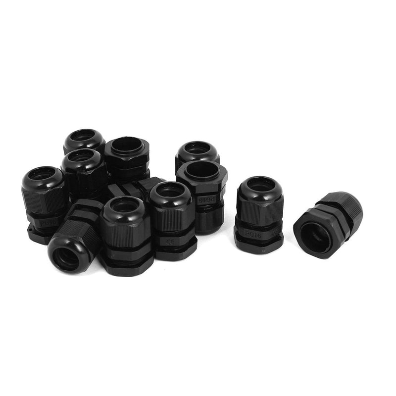  [AUSTRALIA] - uxcell PG16 Waterproof Wire Cable Glands Clamp Black Plastic Connector 12pcs