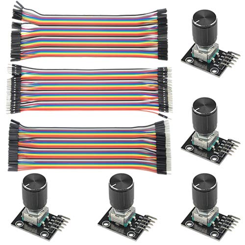  [AUSTRALIA] - WMYCONGCONG 5pcs KY-040 Rotary Encoder Module Brick Sensor Board with 120pcs Multicolor Breadboard Jumper Cable Ribbon Cable Kit