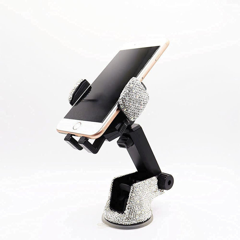  [AUSTRALIA] - LYCARESUN Bling Car Phone Holder, Shiny Crystal Rhinestone Phone Mount Stand for Women and Girls Gifts, Bling Car Accessories for Windshield Dashboard, Compatible for iPhone and Most Cellphones white