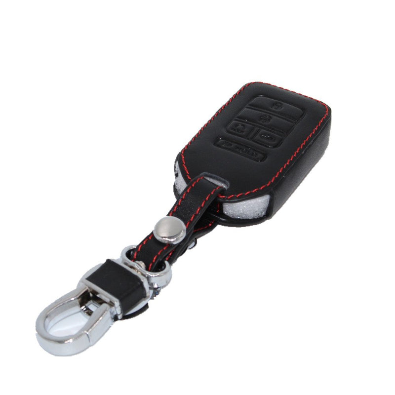 Black Leather Key Cover Case Holder Chain Bag Key Fob Case Cover fit for 2015 2016 2017 Honda Civic Accord Pilot CR-V Black Leather Cover With Key Chain - LeoForward Australia