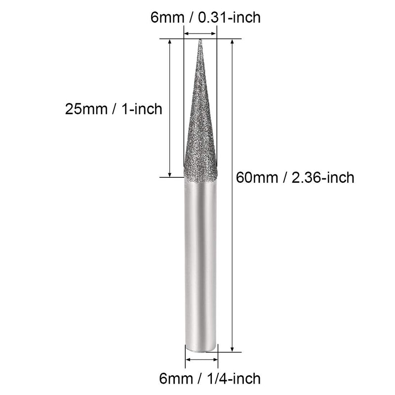 uxcell Diamond Burrs Grinding Drill Bits for Carving Rotary Tool 1/4-Inch Shank 6mm Pointed 150 Grit 10 Pcs - LeoForward Australia