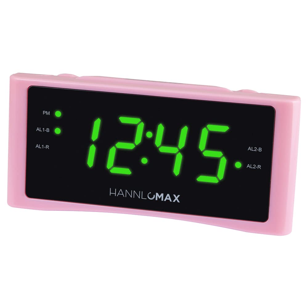  [AUSTRALIA] - HANNLOMAX HX-151CR Alarm Clock Radio, PLL AM/FM Radio, Dual Alarm, 1.2" Red LED Display, AC Operation only. (Pink)