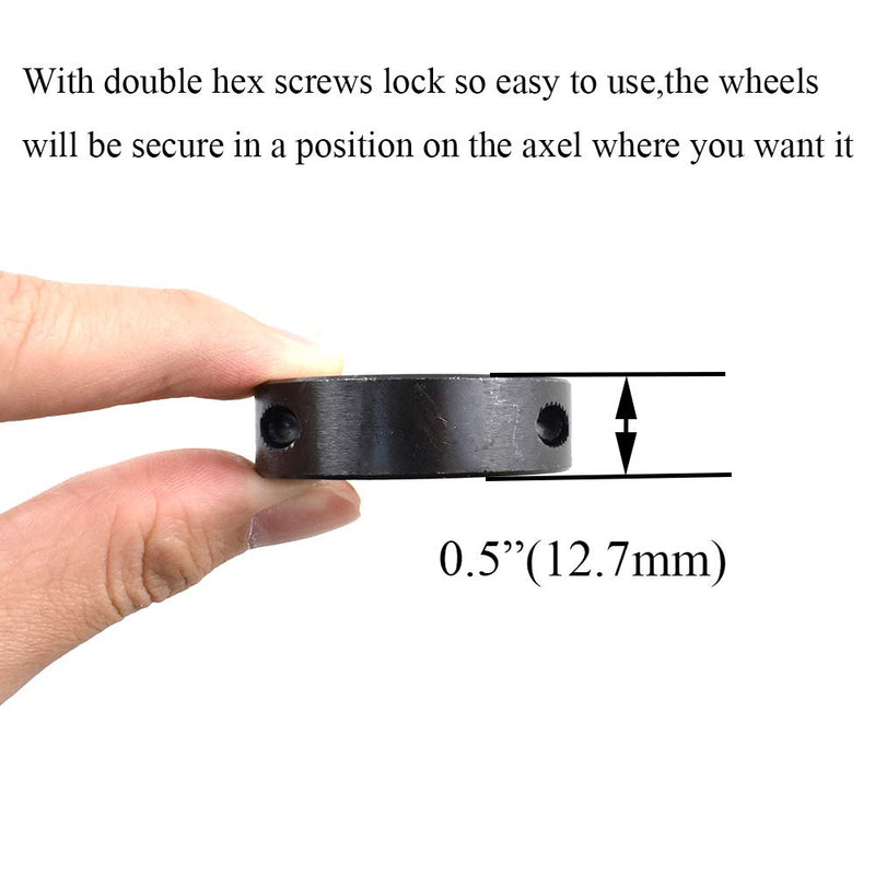  [AUSTRALIA] - Hahiyo Clamp-On Shaft Collars Double Split Design Bore Black Oxide Plated Carbon Steel Solid Collar 1 inches Inside Dia Corrosion Resistant 2 Piece Easy Install for Dolly Wheels Handtruck Tires Black-1"×1-3/4"-2Pcs