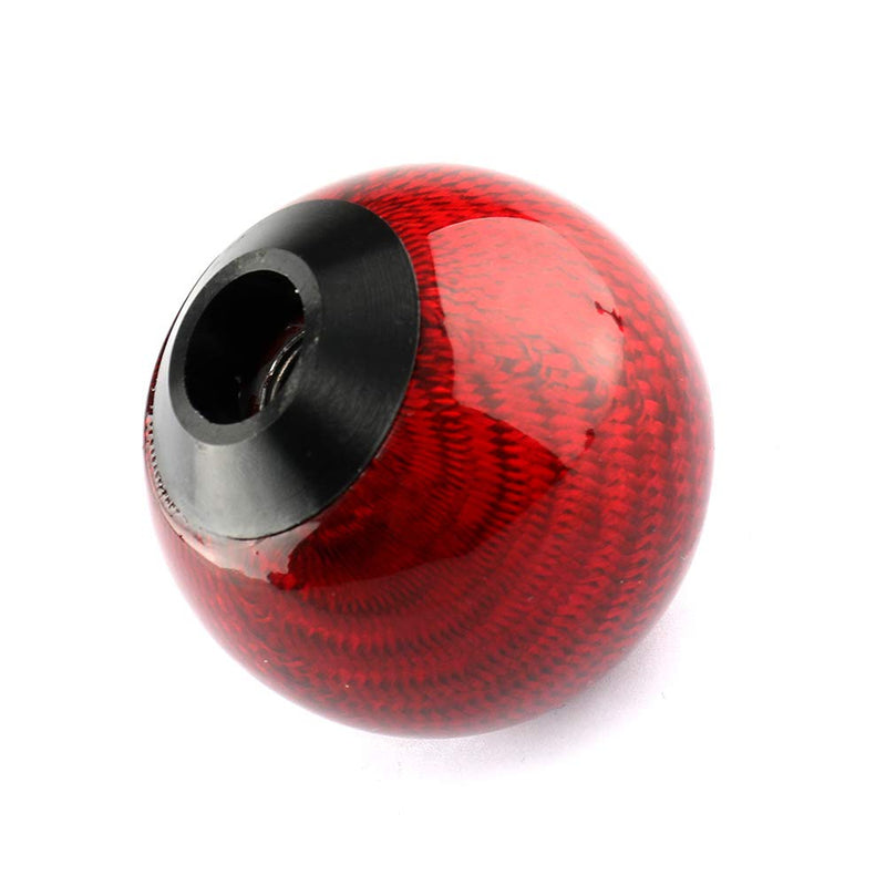  [AUSTRALIA] - Top10 Racing Carbon Fiber Style Gear Shift Knob Universal Shifter Knobs with 3 Adapters Stick Shifter Round Ball Red