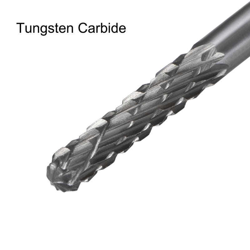 uxcell Tungsten Carbide Rotary Files 1/8" Shank, Double Cut Cylindrical Radius End Rotary Burrs Tool 3mm Dia, for Die Grinder Drill Bit Wood Soft Metal Carving Polishing, 2pcs - LeoForward Australia