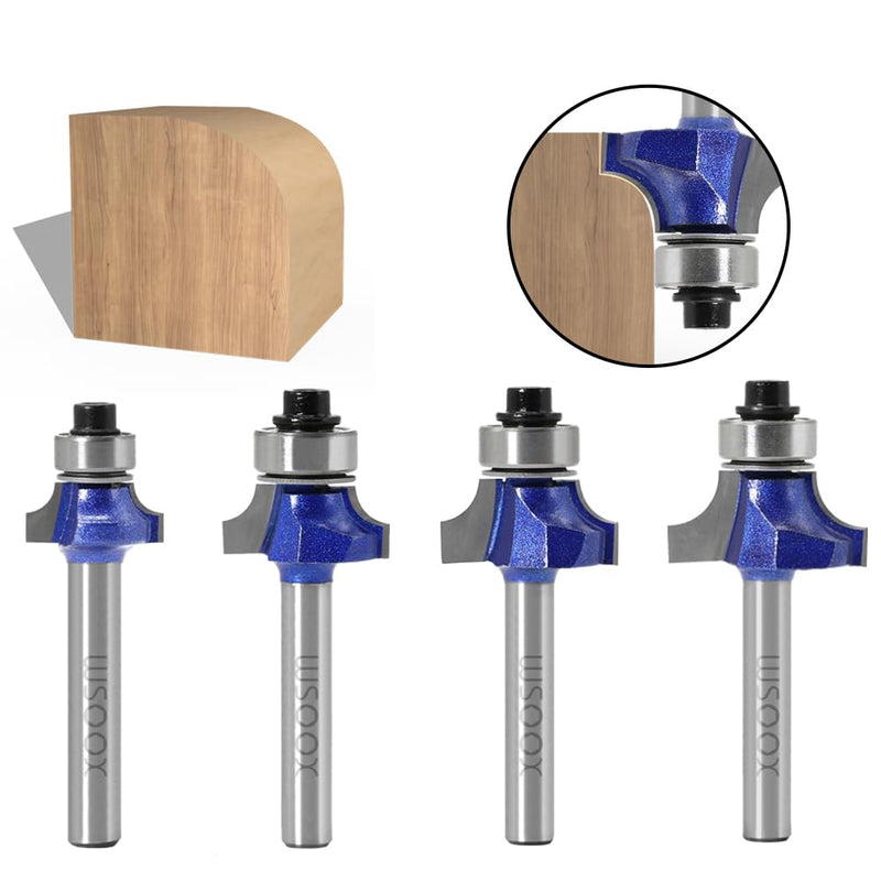  [AUSTRALIA] - WSOOX 4 piece rounding cutter standard cutter set for wood with 6mm shank, cutter for router set