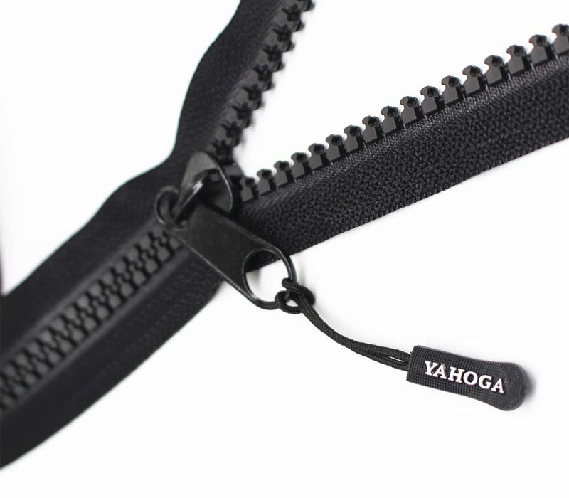  [AUSTRALIA] - YaHoGa #10 Large Plastic Zipper by The Yard Bulk Black 5 Yards with 10pcs Long Sliders for DIY Sewing Tailor Crafts Canvas Bags Tents (5 Yards)