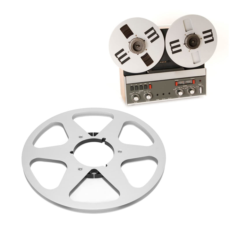  [AUSTRALIA] - 10 Inch Open Reel Audio Aluminum Takeup Reel, Empty Take Up Reel to Reel Small Hub, Tape Reel to Reel Recorder for 1/4 Inch Tapes, Magnetics Analog Recording Tape (Silver Color) Silver Color