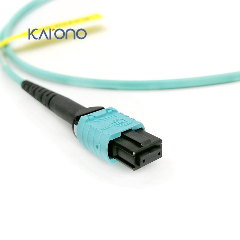 Karono MPO-MPO Fiber Optic Patch Cable, Type B OM3 33 ft (10M) Multimode Fiber, 8 Cores Fiber for QSFP+Transceivers MTP Compatible Cabling System, Patch Panel Cabinet, FTTH, EPON Application, Aqua 33ft (10M) - LeoForward Australia