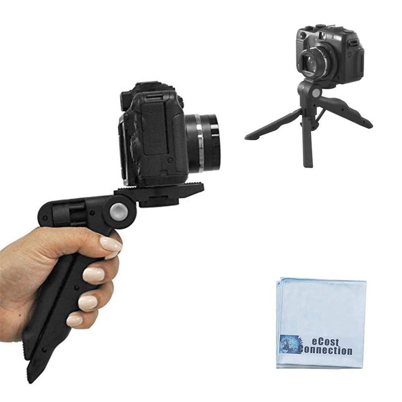  [AUSTRALIA] - 6.5" inch Adjustable Tabletop Steady-Shot/Hand Grip Tripod for DSLR Cameras & Camcorders + eCostConnection Microfiber Cloth a)Tripod