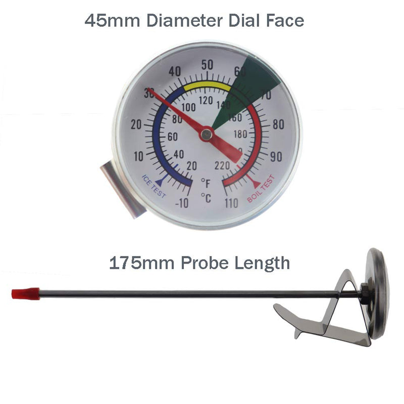  [AUSTRALIA] - Frothy Milk Thermometer With 175 mm Stainless Steel Probe and Clip Barista Coffee