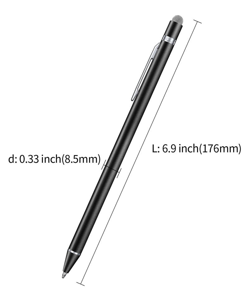 Stylus Pens for Touch Screens (2 Pcs), ChaoQ Capacitive Stylus Ballpoint Pen, 1.0mm Medium Point (Black Ink), with 4 Replaceable Mesh Tip and 4 Replaceable Refills - Black - LeoForward Australia