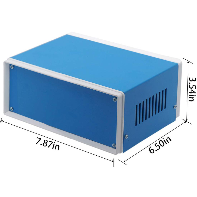  [AUSTRALIA] - Zulkit Junction Box Blue Metal Project Box DIY Electric Enclosure Case Preventive Case Electrical Box 7.9 x 6.5 x 3.5 inch 7.9" x 6.5" x 3.5"