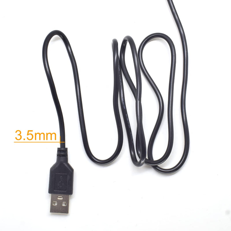  [AUSTRALIA] - 5pcs USB 2 Wire Pigtail Cable 1M 3.3ft Black 28AWG USB A Male Power Cable Plug Cord Connectors