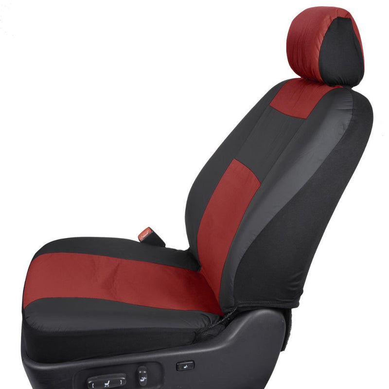  [AUSTRALIA] - BDK OS-409-RD-A_am Black & Red Synthetic Leather Seat Covers for Car SUV Van - Affordable PU Vinyle Replacement Covers