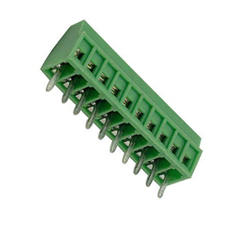 10-Pin 2.54mm Pitch 150V 6A PCB Mount Screw Terminal Block Connector Green - (10Pcs) 10pin - LeoForward Australia