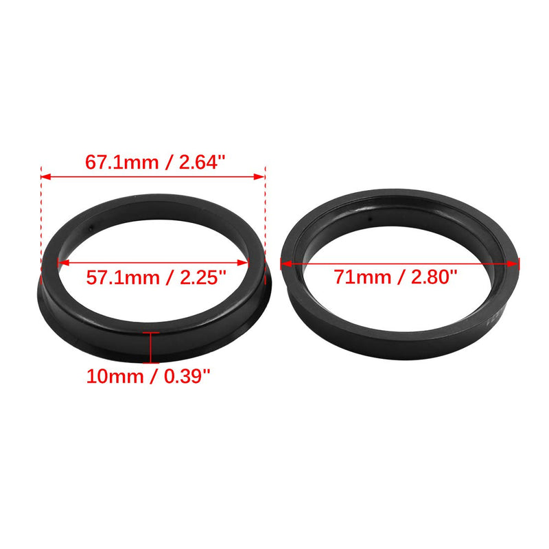  [AUSTRALIA] - X AUTOHAUX Car Hub Centric Rings Wheel Bore Center 67.1 to 57.1mm - 4pcs Black Plastic