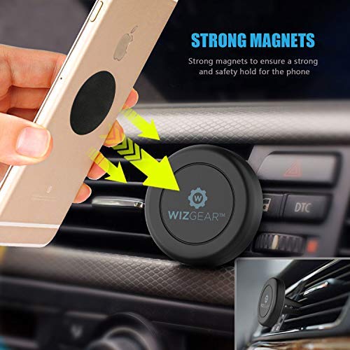  [AUSTRALIA] - Magnetic Phone Holder for Car, WixGear [2 Pack] Universal Air Vent Magnetic Phone Holder for Car, Phone Holder for Car for Cell Phones and Mini Tablets with 4 Metal Plates