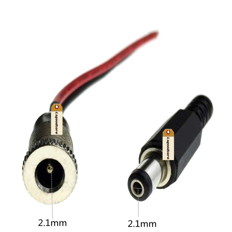  [AUSTRALIA] - Lsgoodcare 5.5 x 2.1 MM 5A DC Power Jack Socket Threaded Female Mount Connector Adapter with 3.94Ich 20AWG Cable + DC Barrel Jack Plug Male (5.5 x 2.1 MM)