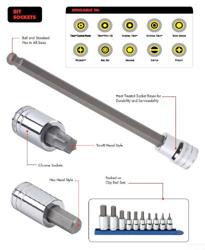  [AUSTRALIA] - GEARWRENCH 8 Pc. 3/8" Drive Long Ball End Hex Bit Metric Socket Set - 80573 3/8" 8-piece kit