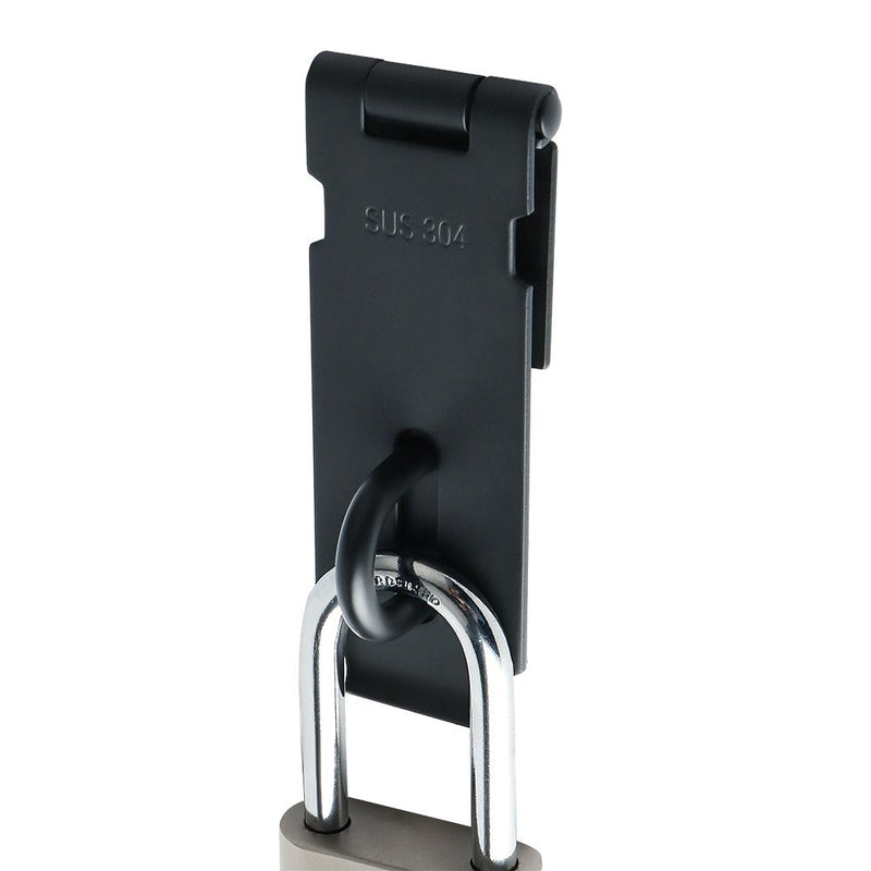  [AUSTRALIA] - Alise 2Pcs Padlock Hasp Door Clasp Hasp Latch Lock,SUS 304 Stainless Steel Matte Black 4 Inch