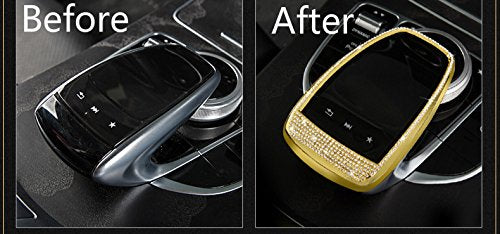 Boobo Ice Out Multimedia Mouse Buttons Center Console Knob adjust Cover Trim Luxury Badge Bling Emblem With Genuine Austrian Crystal For Mercedes Benz E C-Class GLC W205 W213 (Silver Mouse Control) Silver Mouse Control - LeoForward Australia