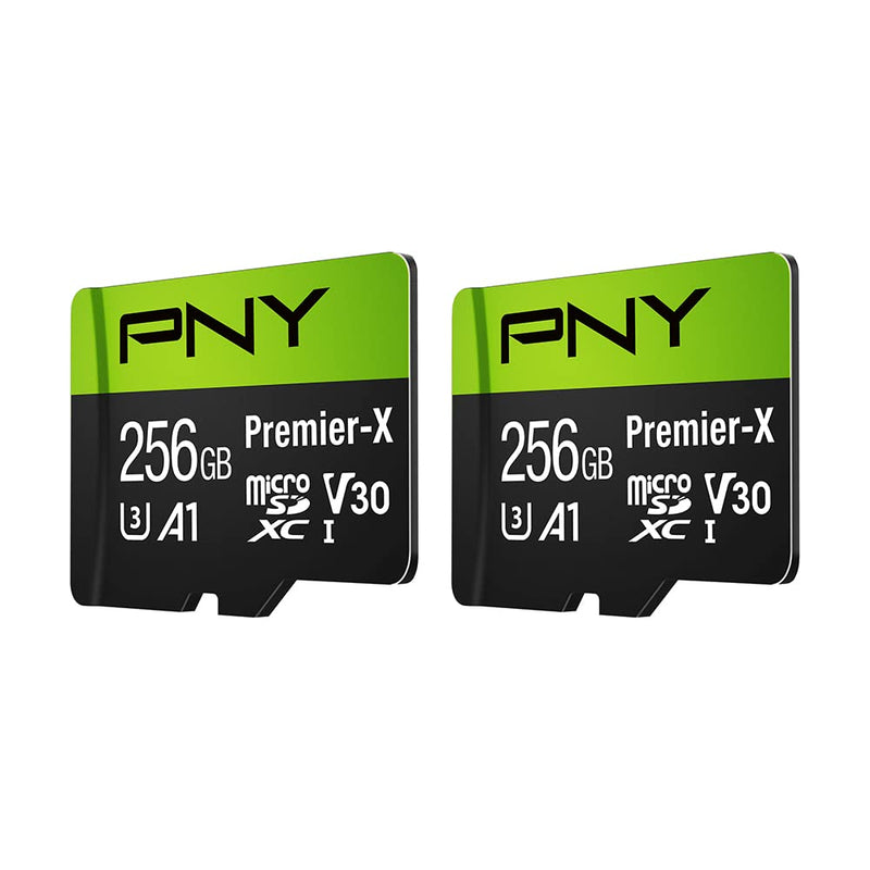  [AUSTRALIA] - PNY 256GB Premier-X Class 10 U3 V30 microSDXC Flash Memory Card 2-Pack - 100MB/s, Class 10, U3, V30, A1, 4K UHD, Full HD, UHS-I, Micro SD