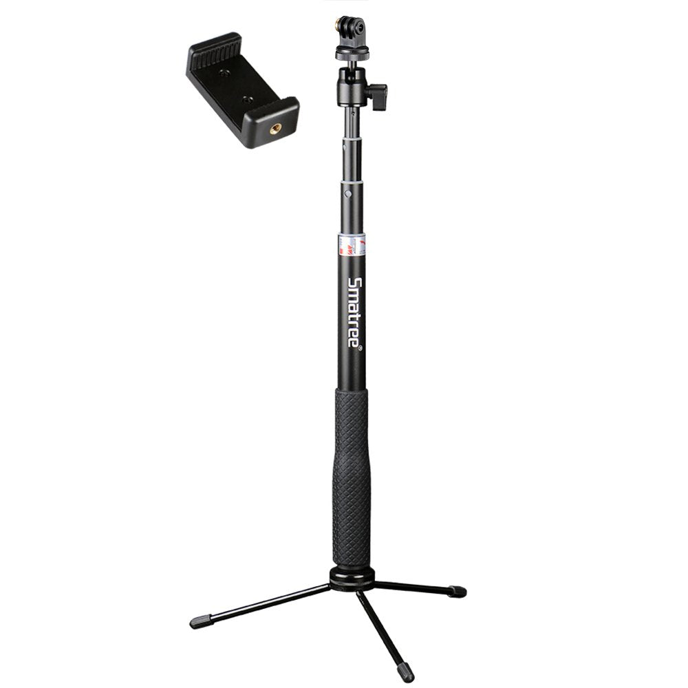  [AUSTRALIA] - Smatree Q3 Telescoping Selfie Stick with Tripod Stand Compatible for Insta360, GoPro Hero 11/10/9/8/7/6/5/4/3+/3/Max/Session/GOPRO Hero 2018/AKASO/OSMO Action Camera/DJI Pocket 2/SJCAM/and Cell Phone 36.6 Inch Selfie stick