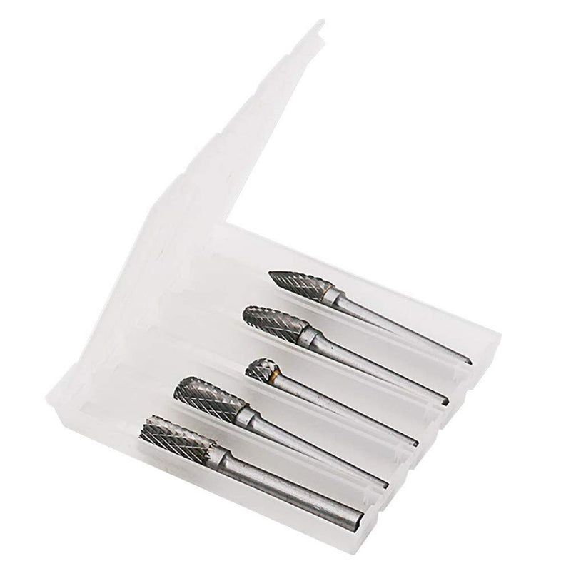 Carbide Burrs KangTeer 1/4" Shank Double Cut Tungsten Carbide Rotary File Cutting Burs Tool Rotary Drill Die Grinder Bits (5pcs(1/4,10mm)) 5pcs(1/4,10mm) - LeoForward Australia