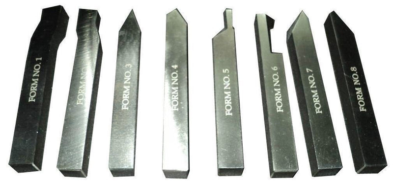  [AUSTRALIA] - 8 Piece HSS Lathe Form Tools Set Form Tools 10 mm Shank Metal Turning Cutting - Boxed